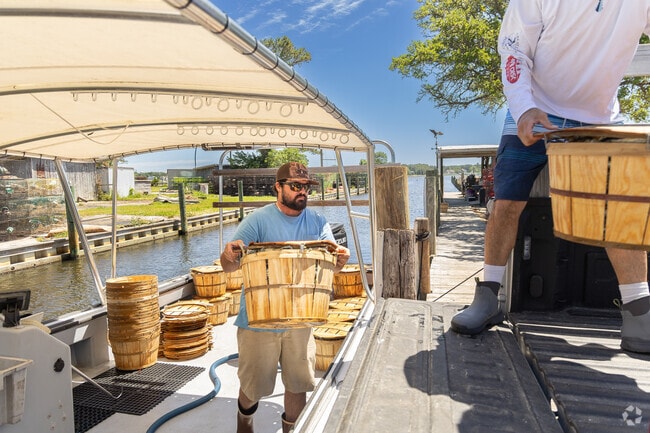 Fresh crabs arrive daily at Parker's Seafood, a local favorite near Colington Harbour.
