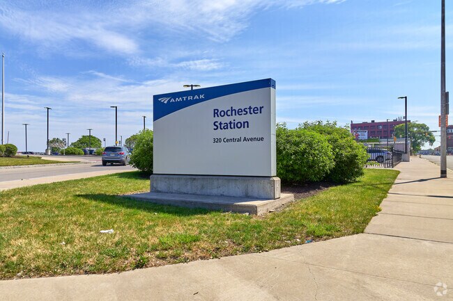 The Louise M. Slaughter Rochester Station offers passenger rail service to Upper Falls residents