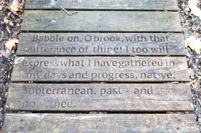 Some of Whitman's words are in the boards at Crystal Springs Whitman Walk in Laurel Springs.