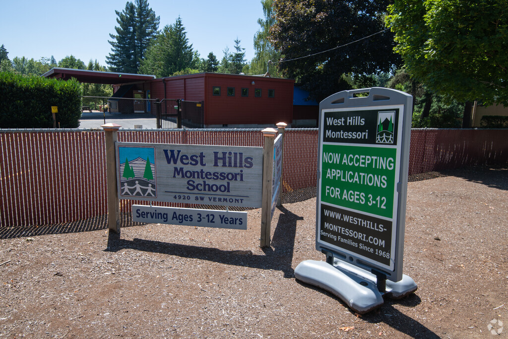 Sign in front of West Hills Montessori School.