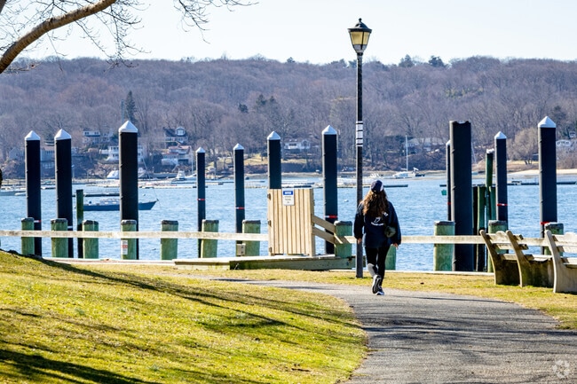 Scenic views of the harbor are found as you take a walk through Cow Harbor Park.
