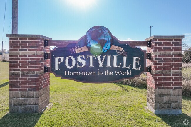 Postville welcome sign greets visitors to this diverse Iowa town.