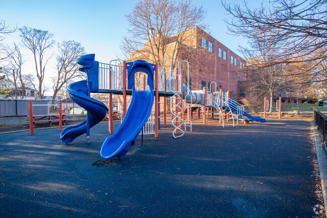 You will find two playgrounds around the exterior of Brooks School in Medford.