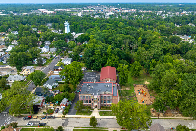 Birds-eye view of Thomas A. Edison Elementary School in Haddon Township, New Jersey.