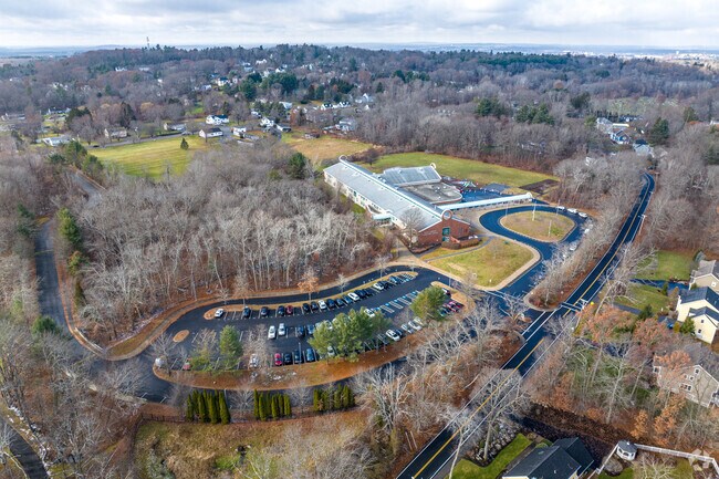 An aerial overview of the Annie L Sargent School in North Andover, MA.