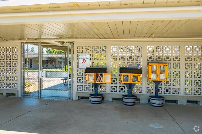 A little library is found at the main entrance to Gage Elementary School.