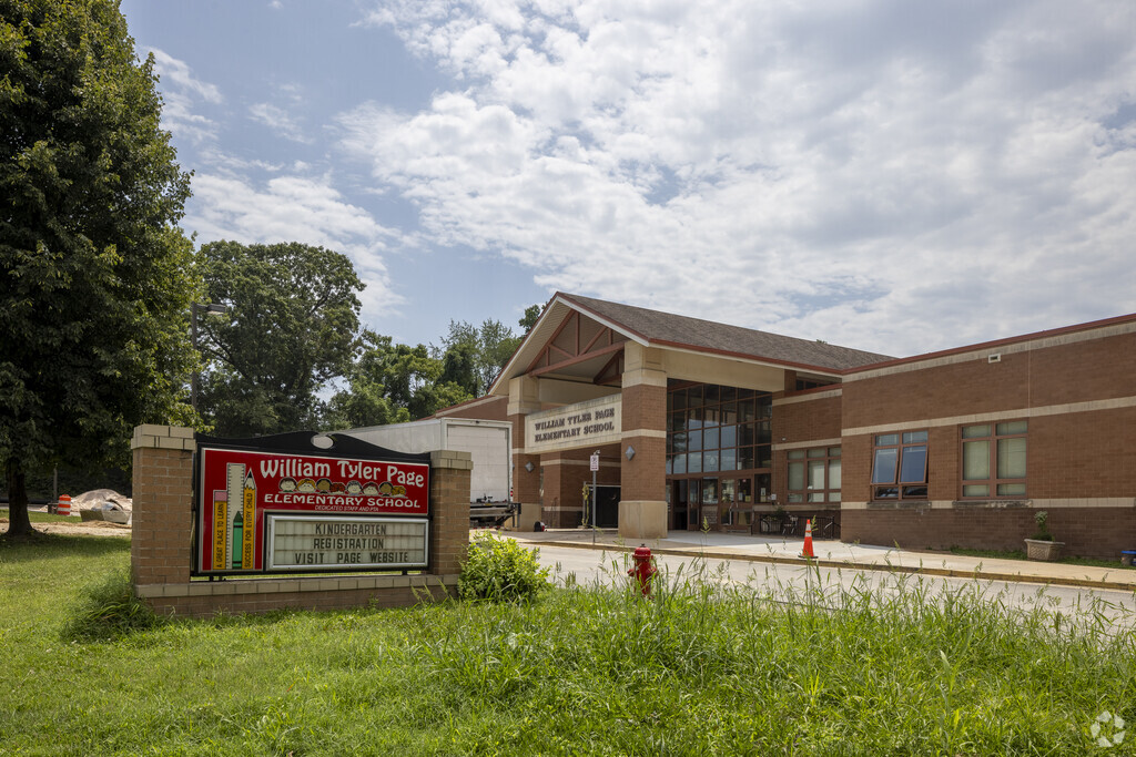 William Tyler Page Elementary School sign and building in Colesville.