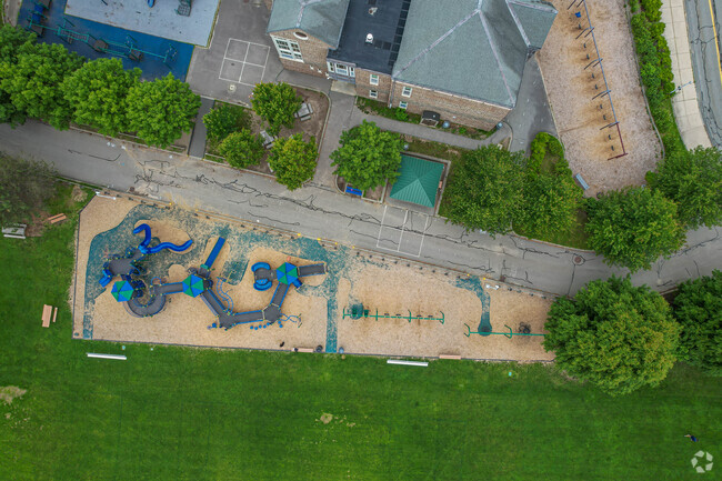 Expansive play area at Sprague Elementary School in Wellesley.