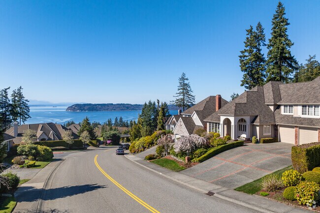 Rows of homes are blessed with amazing Puget Sound views in the Wind and Tide neighborhood.