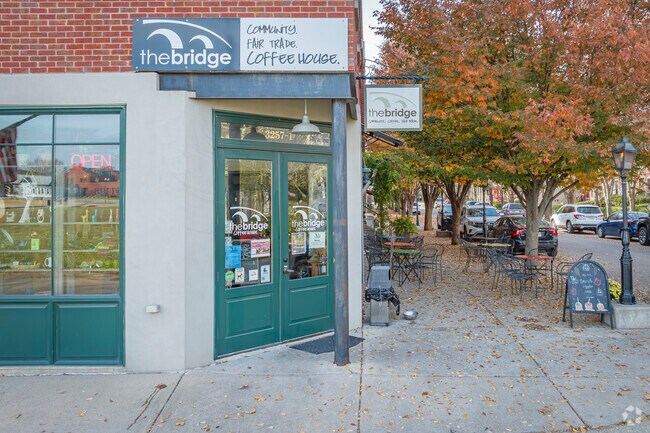 The Bridge Coffee House provides a variety of breakfast sandwiches and serves fair trade coffee.