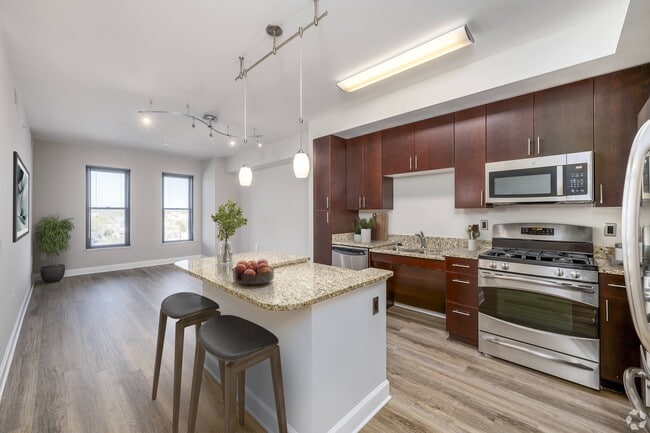 Kitchen with LTV flooring (virtually staged)