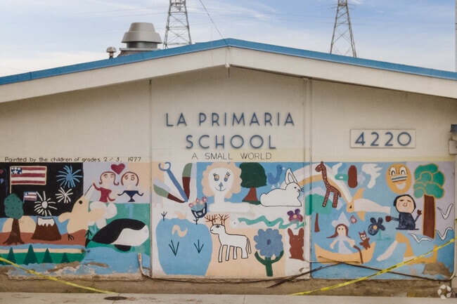 A mural on the side of El Monte's La Primaria Elementary was painted by students in 1977.