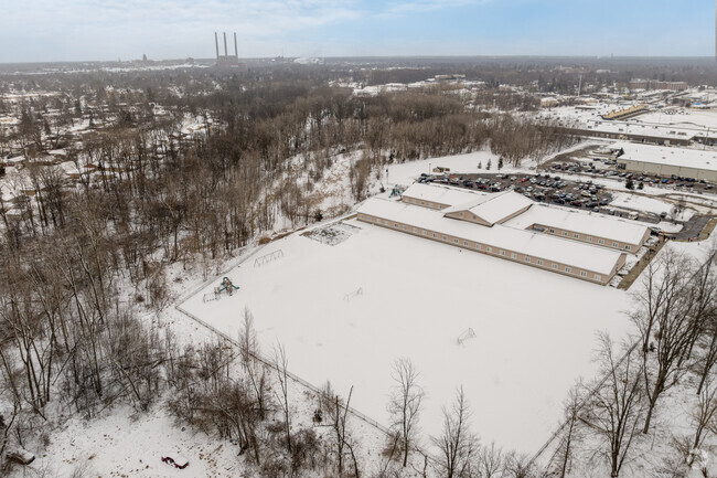 The playground and sport fields of Lansing Charter Academy.