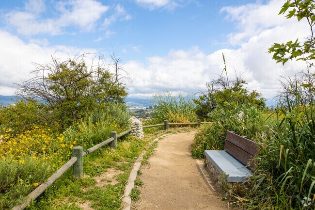 Take in the scenery on a park bench at Top of Topanga Overlook in Calabasas.