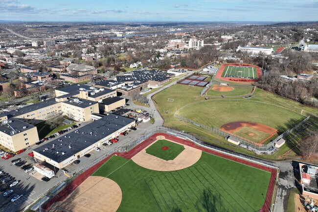 An overview of the Troy High School and Middle School campus.