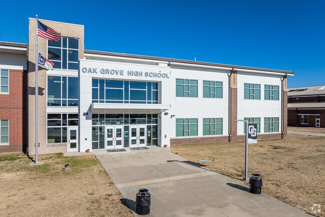 Visitors are welcomed by Oak Grove High School's warm and inviting entrance.