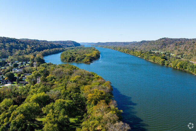 The Ohio River winds through Paden City, shaping its scenic and cultural identity.
