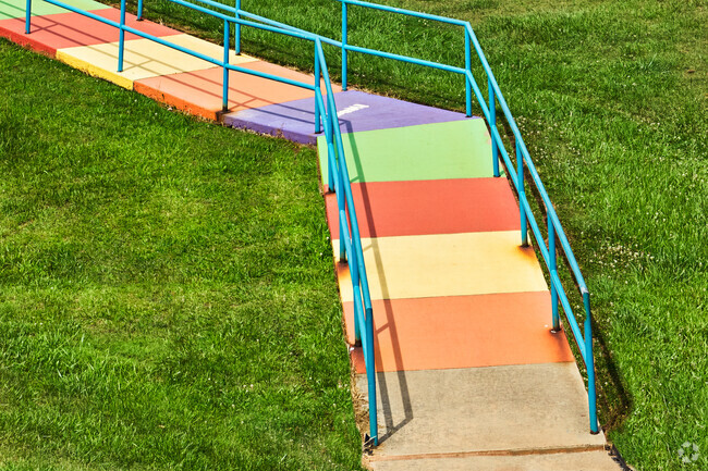 Avondale Elementary School has painted stairs leading down to the playground.