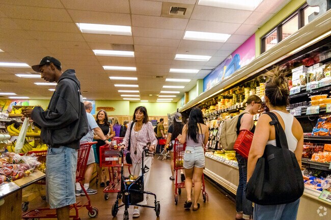 Locals shop for groceries at Trader Joe's near Hyde Park.