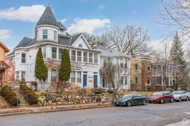 A white victorian style home in the Whittier neighborhood.