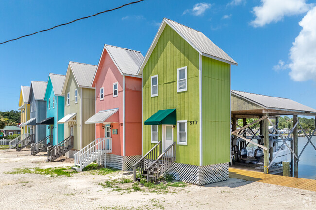 These unique waterfront have very a small footprint yet still have covered waterfront docks.