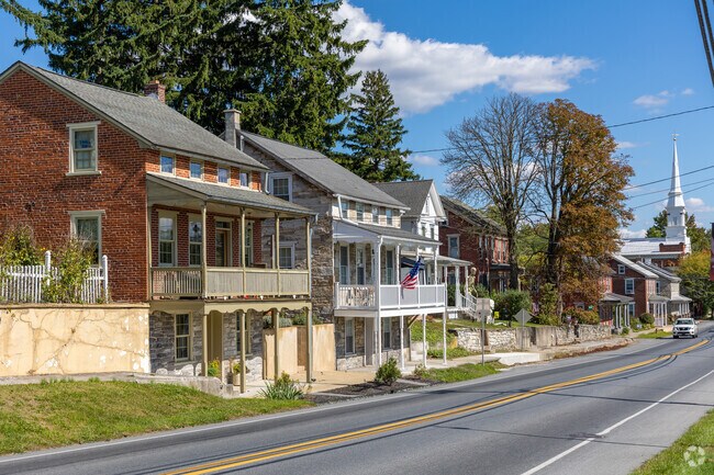 Traditional construction styles rule the main strip of Schaefferstown.
