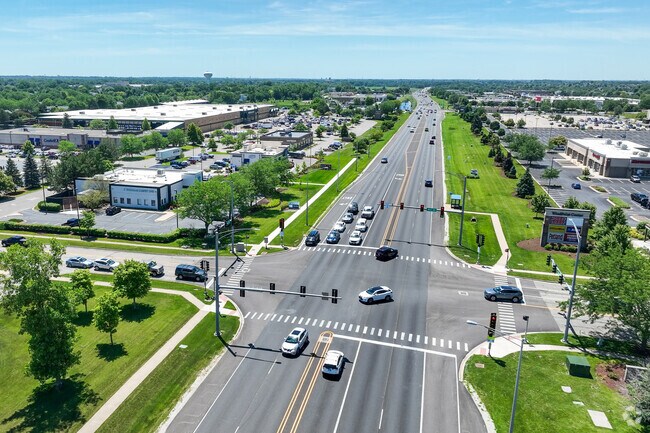 Randall Road has many restaurants and stores for shopping.