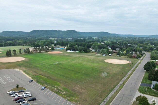 There are numerous sports fields surrounding Bluff View Elementary School.