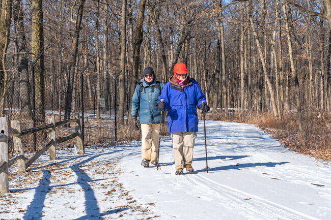 Hiking trails that cut through the Busse Woods Forest Preserve are open year round.