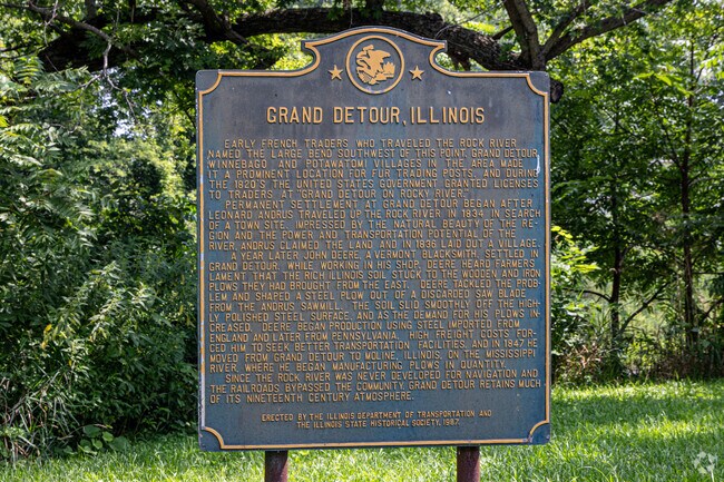 Grand Detour features informational markers that preserve its small-town history.