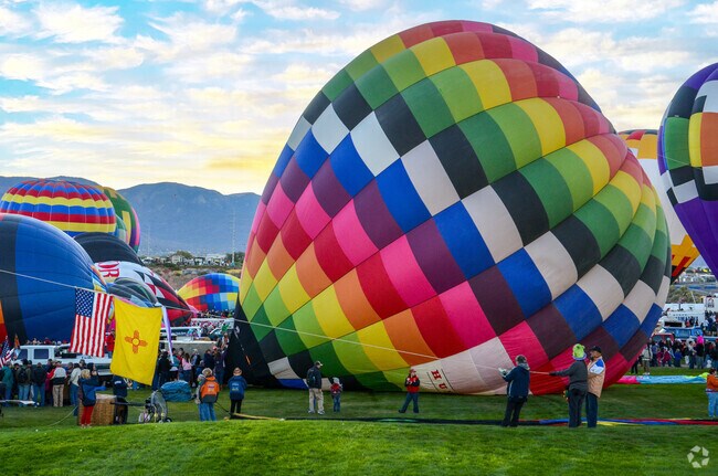 Colorful hot air balloons fill the October sky during the annual Intentional Balloon Fiesta.