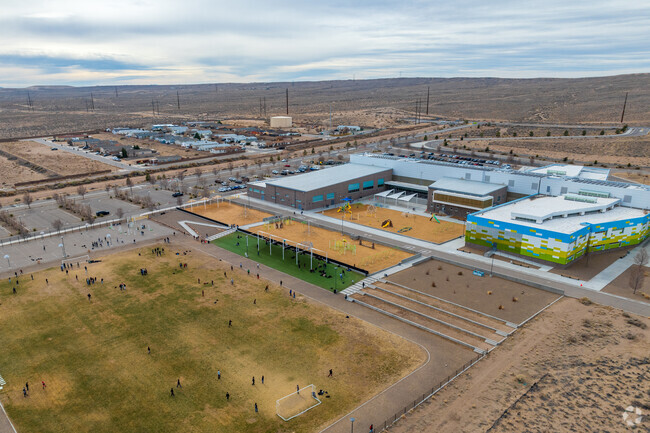 George I Sanchez Collaborative Community School's playgrounds and field.
