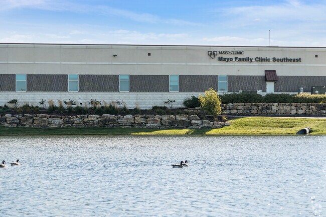 Enjoy peaceful lakeside views at the Mayo Family Clinic Southeast near South Pointe Drive.