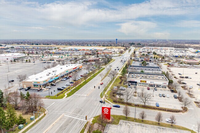 An aerial view shows the vast amounts of shopping available to Poplar Park residents.