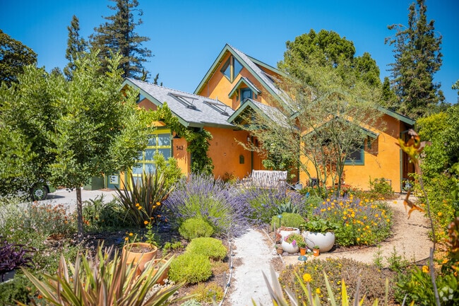 This colorful craftsman home in Mountain View is a newer build type for the neighborhood.