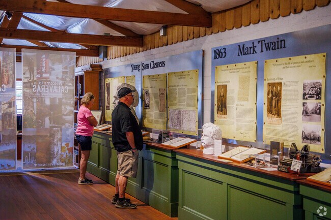 Visitors learn about Mark Twain when visiting the City of Angels Camp, Ca.