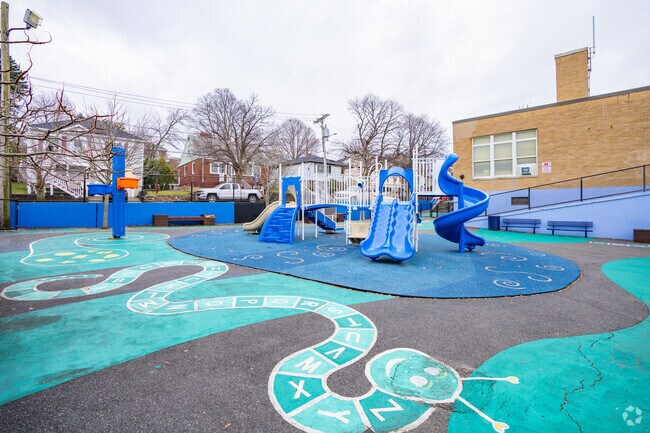 This is the smaller of two play areas at Bradley Elementary in Harbor View-Orient Heights.