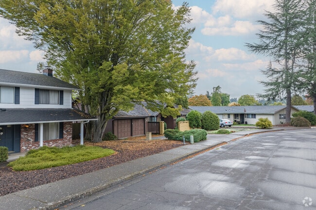 A row of split level homes in the Crest Drive Neighborhood in Eugene.