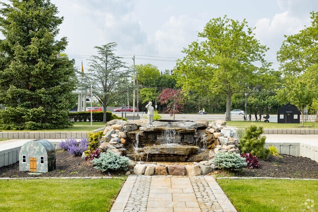 A beautiful waterfall honoring veterans is in Levittown Memorial Park.