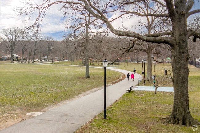 Cunningham Park’s walking paths are popular with Bellerose Terrace residents.