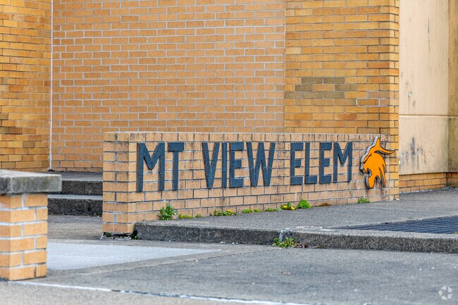 Mountain View Elementary School signage can be found all over the property.