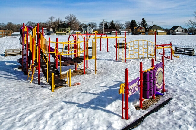 The playground at Nellie Stone Johnson Elementary is a lively outdoor space where Hawthorne kids play, learn, and connect.