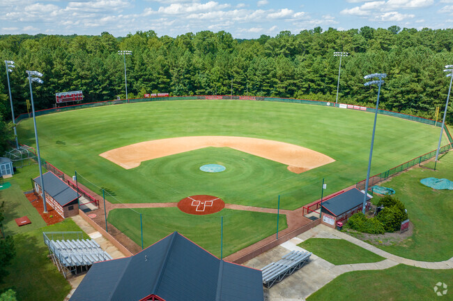 Overview of the Middle Creek High School baseball field in Middle Creek, Apex NC.