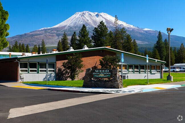 Weed High School sits below Mount Shasta.