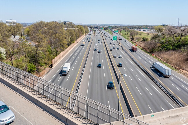 The New Jersey Turnpike stretches north and south in East Brunswick, NJ.