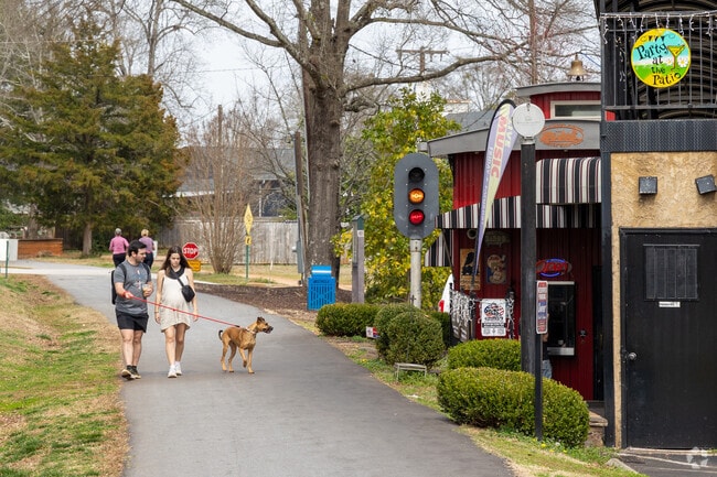 Locals can walk their pets right next to shops downtown in Travelers Rest.