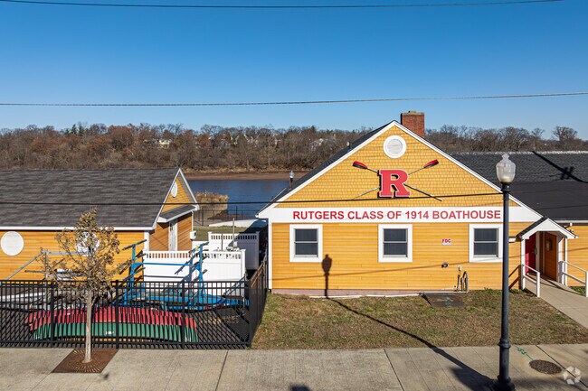 The Rutgers University Boat house is located along the Raritan River in Boyd Park.