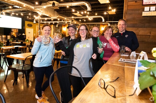 The weekly running club in North Attleboro celebrates with beers at Angle Tree Brewery.