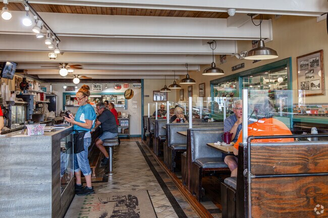 Whistle Stop Café in Fox Lake is known for their homemade pies and their train-themed décor.