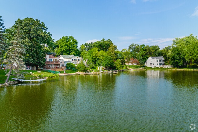 Many homes have private docks that sit on the shore of West Island Lake.